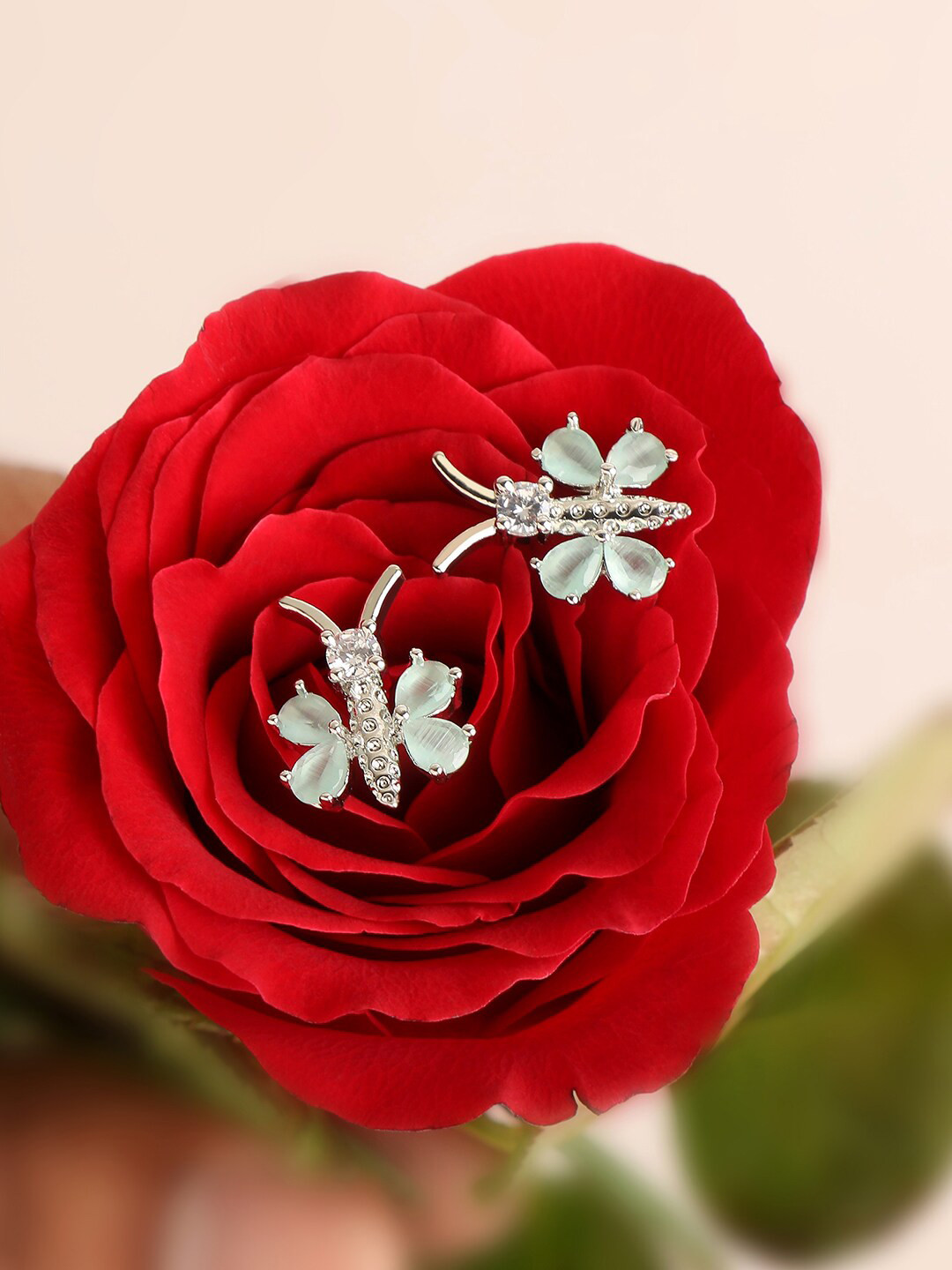ZINU Silver-Toned Contemporary Studs Earrings