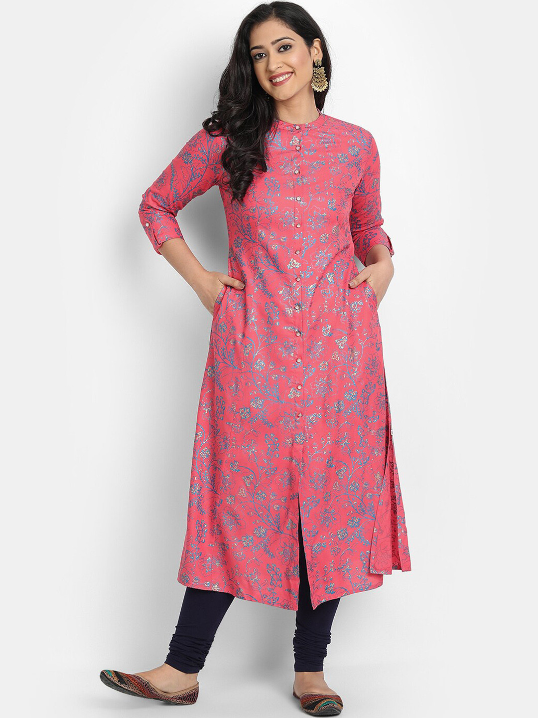 SUTI Women Coral Floral Printed Kurta