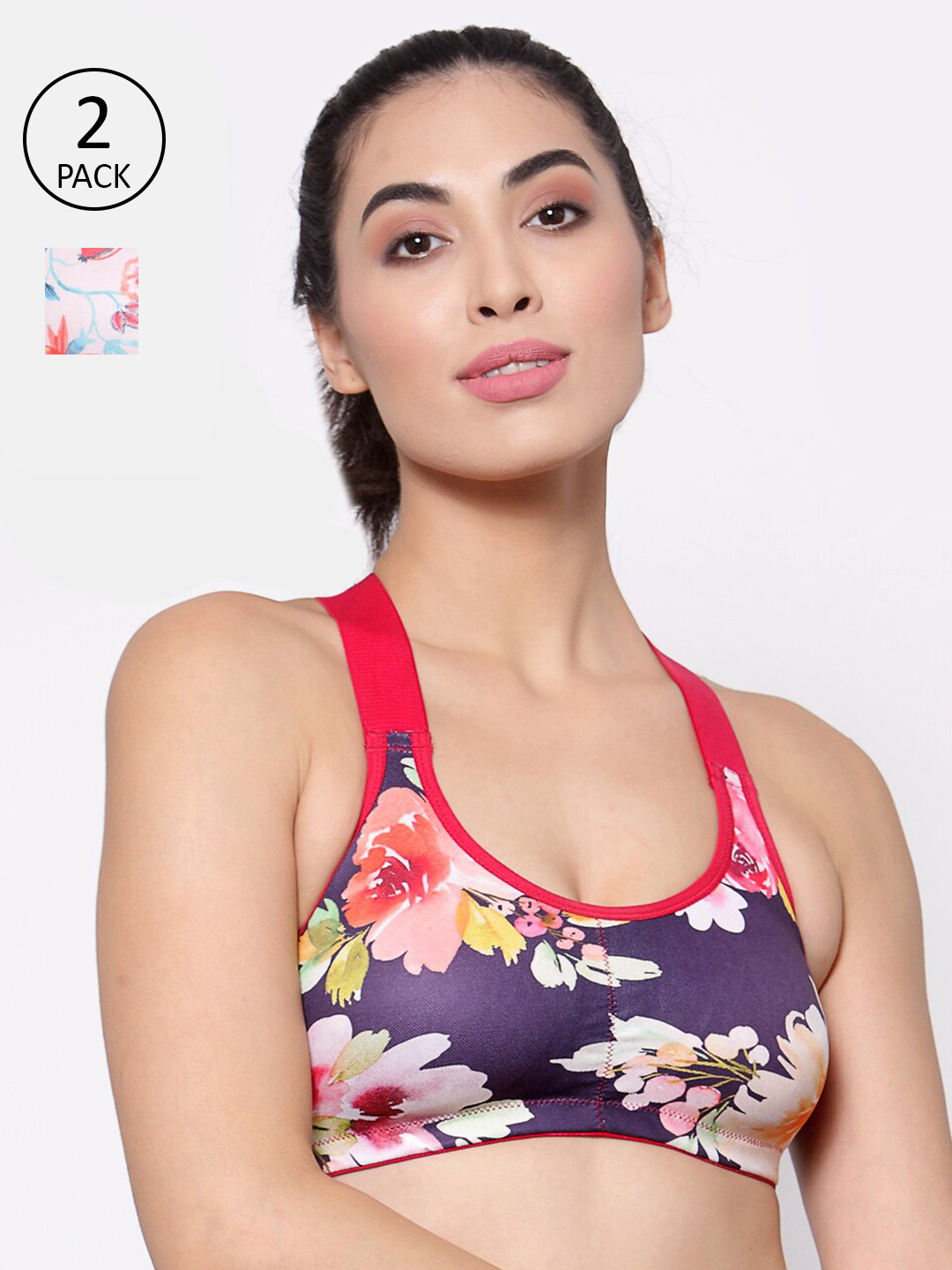 Inner Sense Purple & Blue Floral Workout Bra