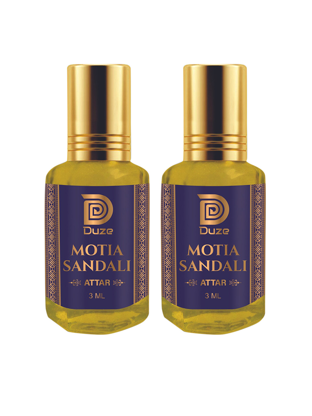 Duze Unisex Set Of 2 Natural Jasmine Fragrance Free Sandali Attar with roller 6ml