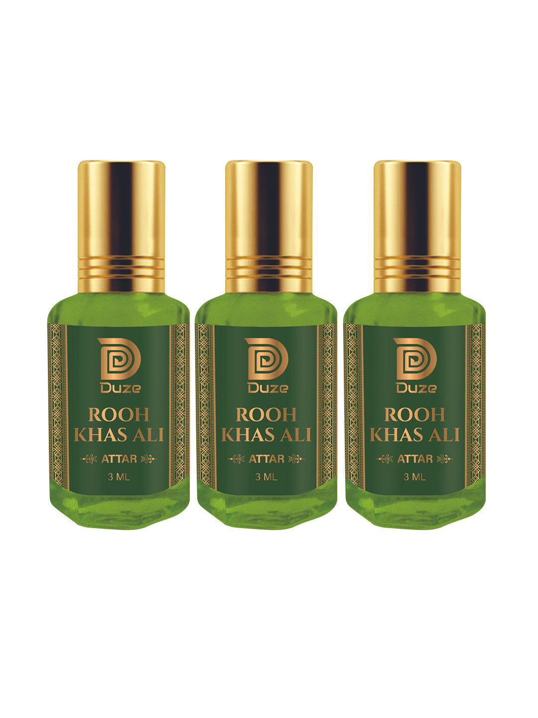 Duze Unisex Set Of 3Natural Rooh Khas Ali  Alcohol Free Attar with roller 9ml