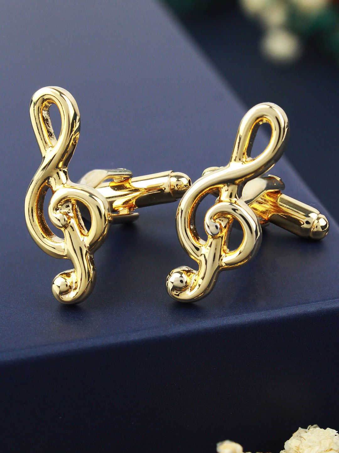 PELUCHE Gold-Toned Symbol of Music Cufflink