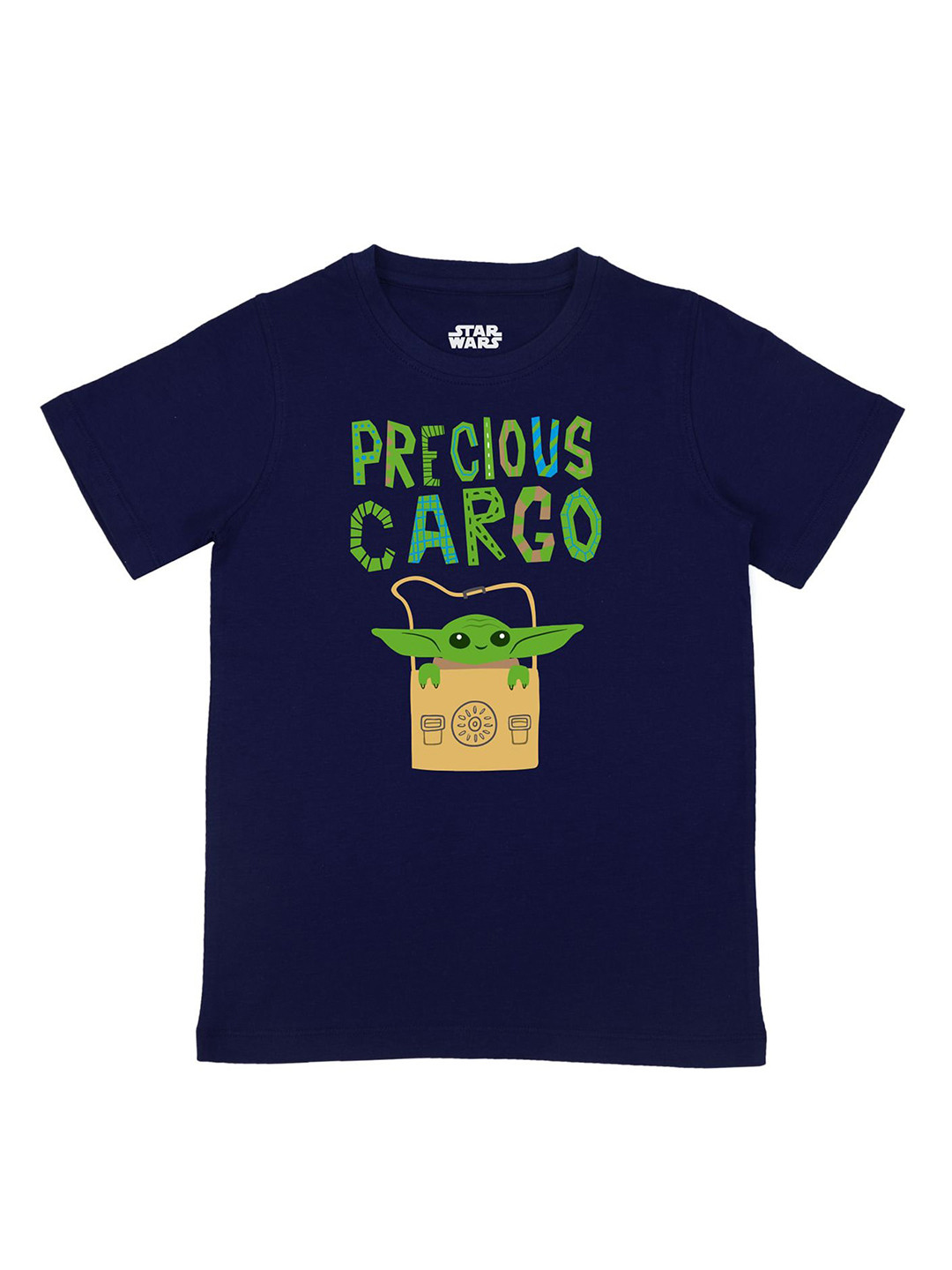 Star Wars by Wear Your Mind Boys Navy Blue & Green Star Wars Printed Pure Cotton T-shirt