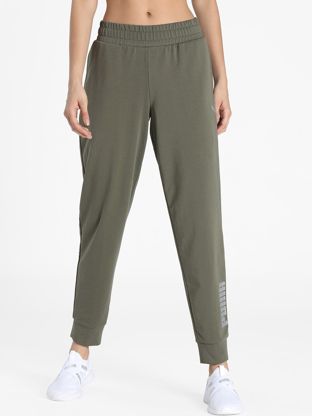 Puma Women Green Solid Cotton RTG Track Pants