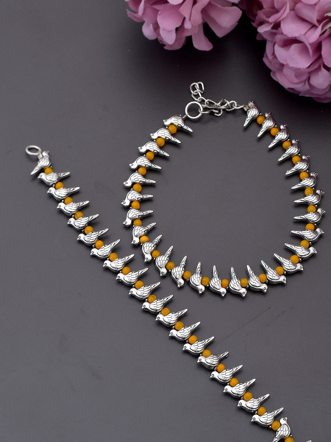 Silvermerc Designs Silver Plated Parrot Beads Anklet