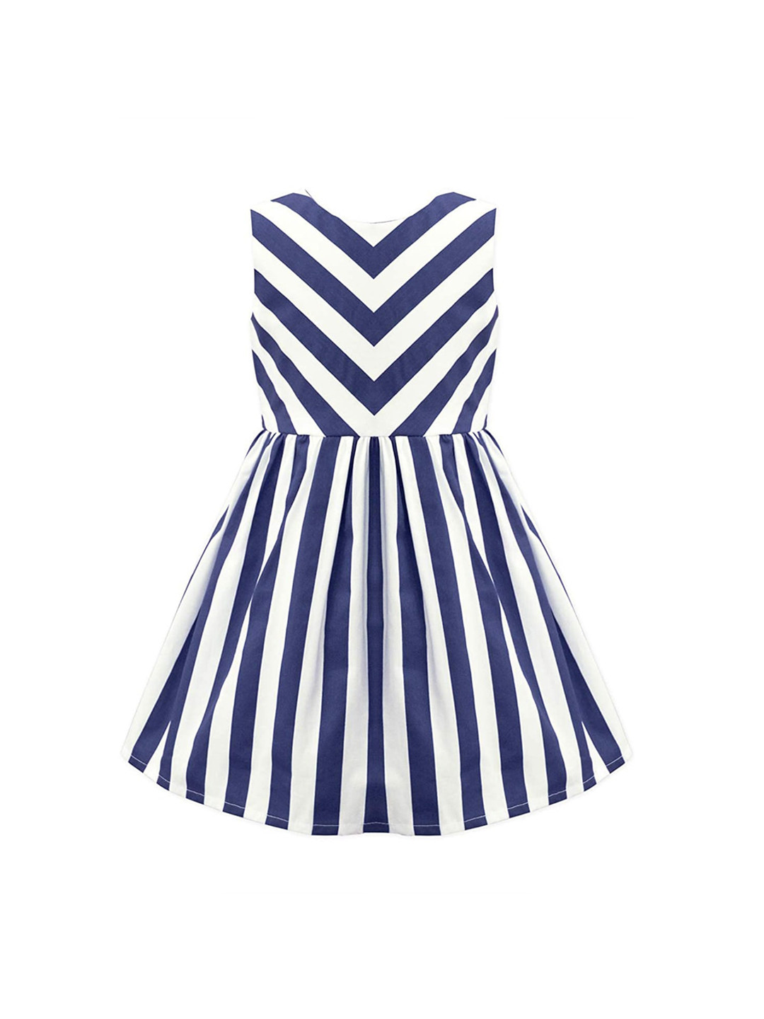 A T U N Navy Blue & White Striped Dress
