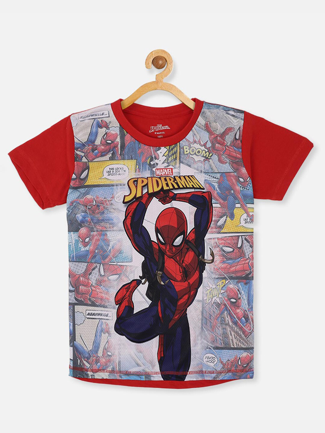 Kids Ville Boys Red Spider-man Printed T-shirt