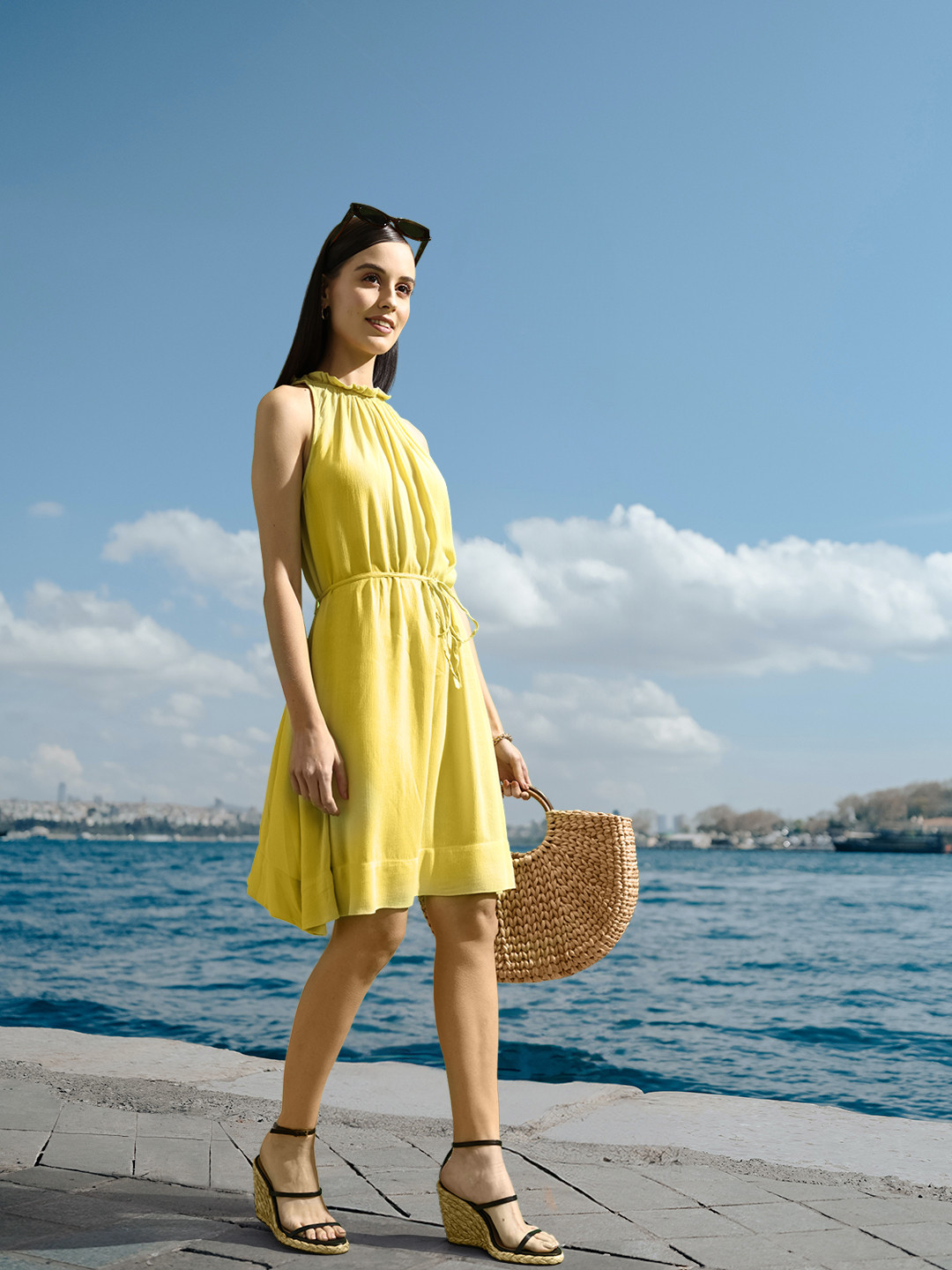 Vero Moda Green A-Line Dress