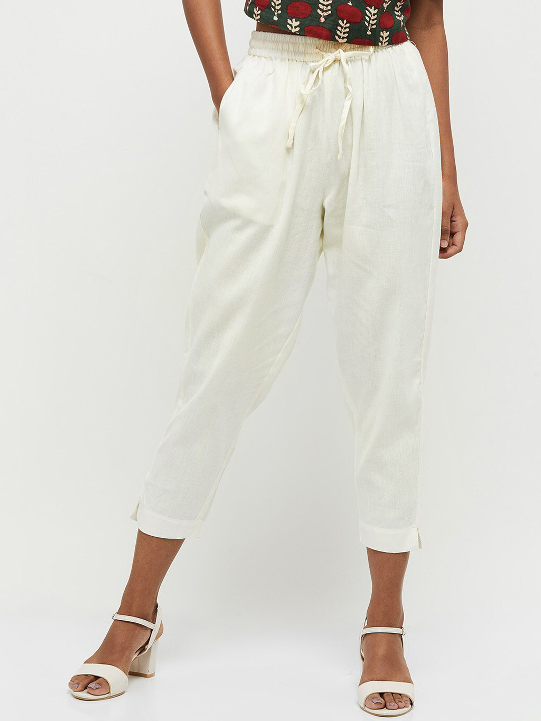 max Woman Off White Trousers