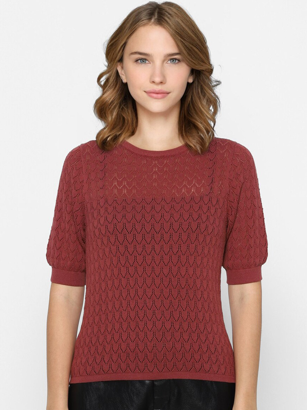 ONLY Women Rust Self-Design Pullover