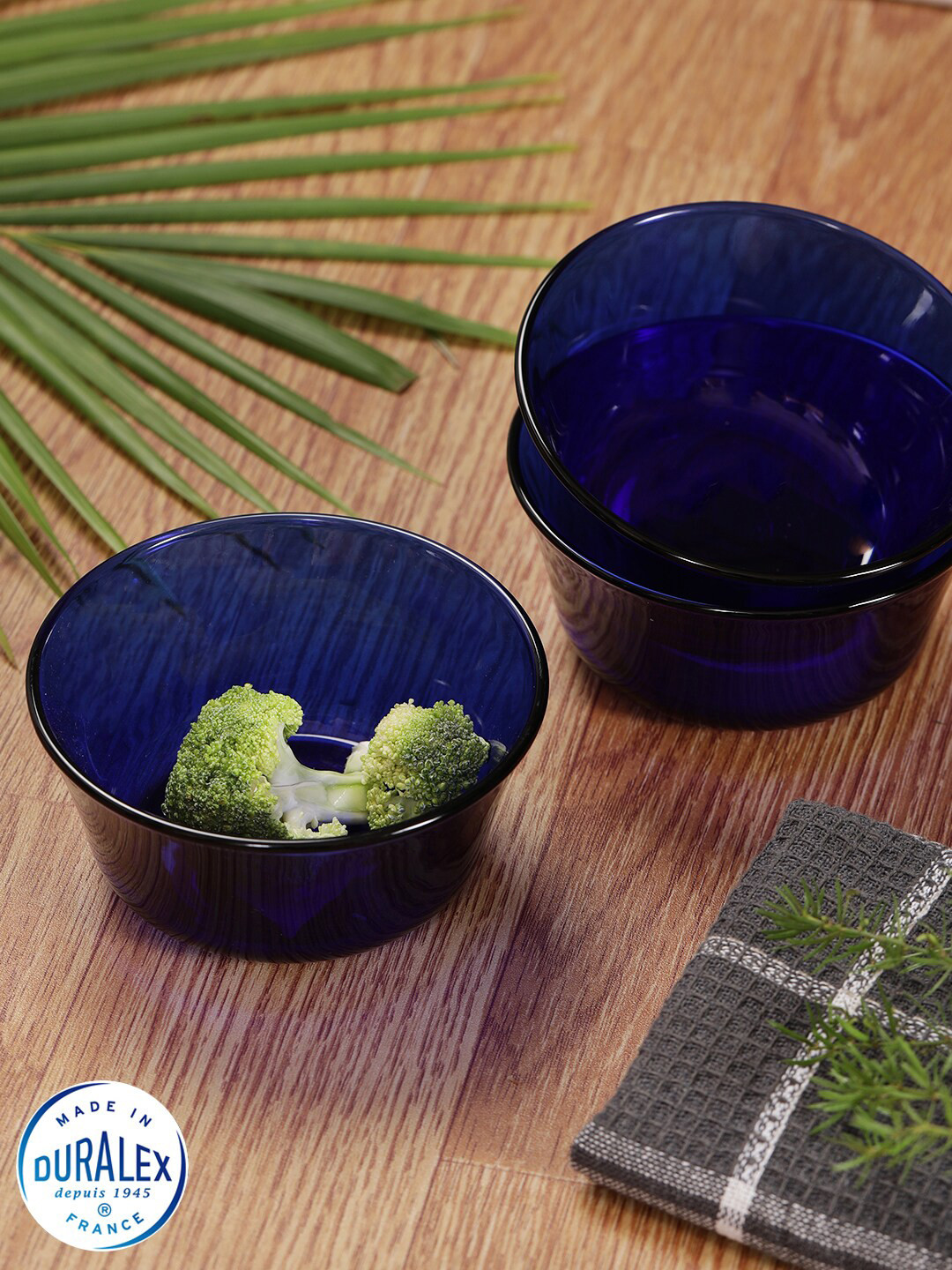 DURALEX Set of 6 Navy Blue Solid Glass Glossy Bowls