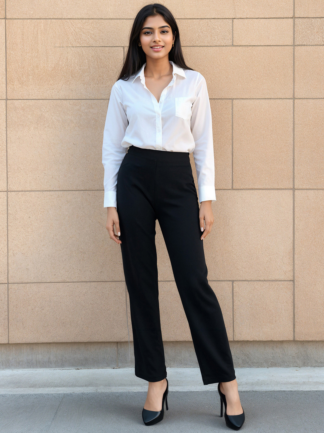 FableStreet LivIn Bootcut Black Trousers