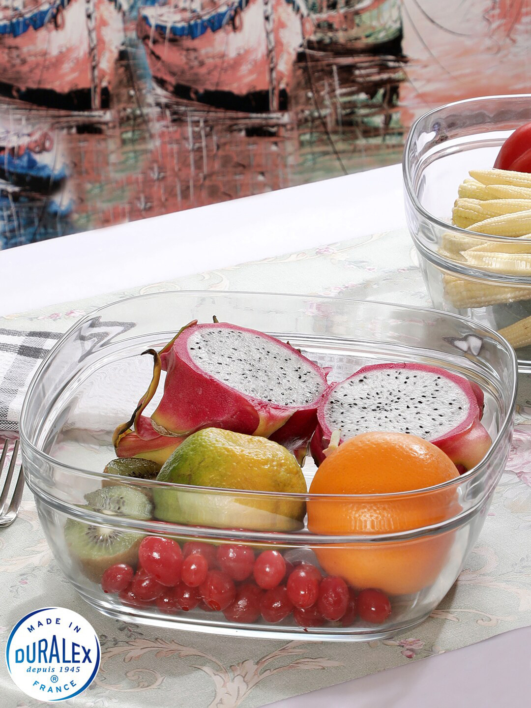 DURALEX Transparent 3 Pieces Glass Glossy Bowls