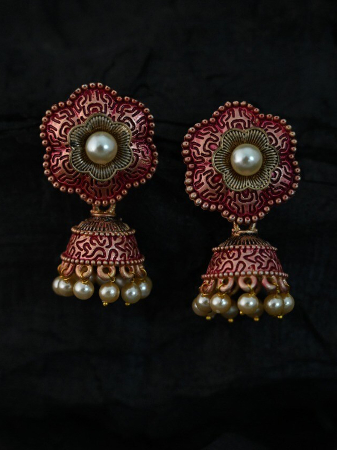 justpeachy Red Classic Jhumkas