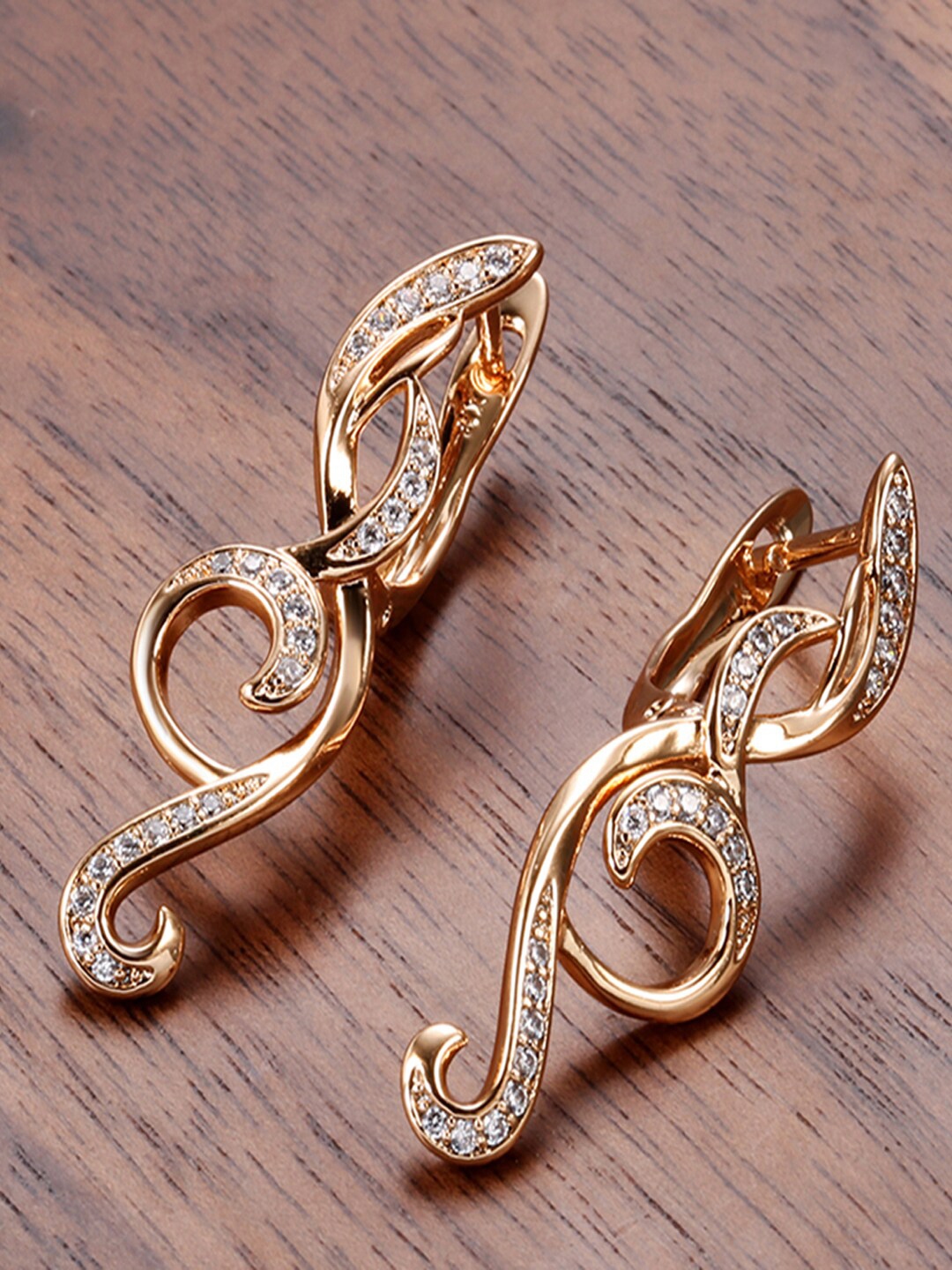 Shining Diva 18K Rose Gold Plated Copper Zircon Drop Earrings