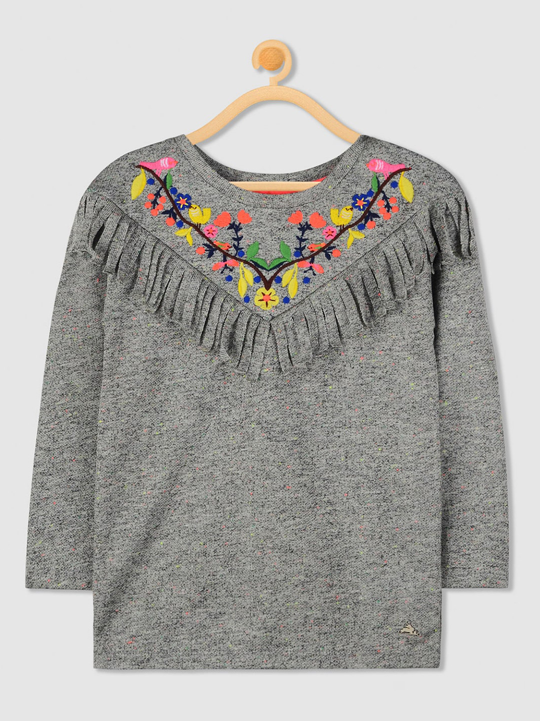Cherry Crumble Girls Grey Embroidered Sweatshirt