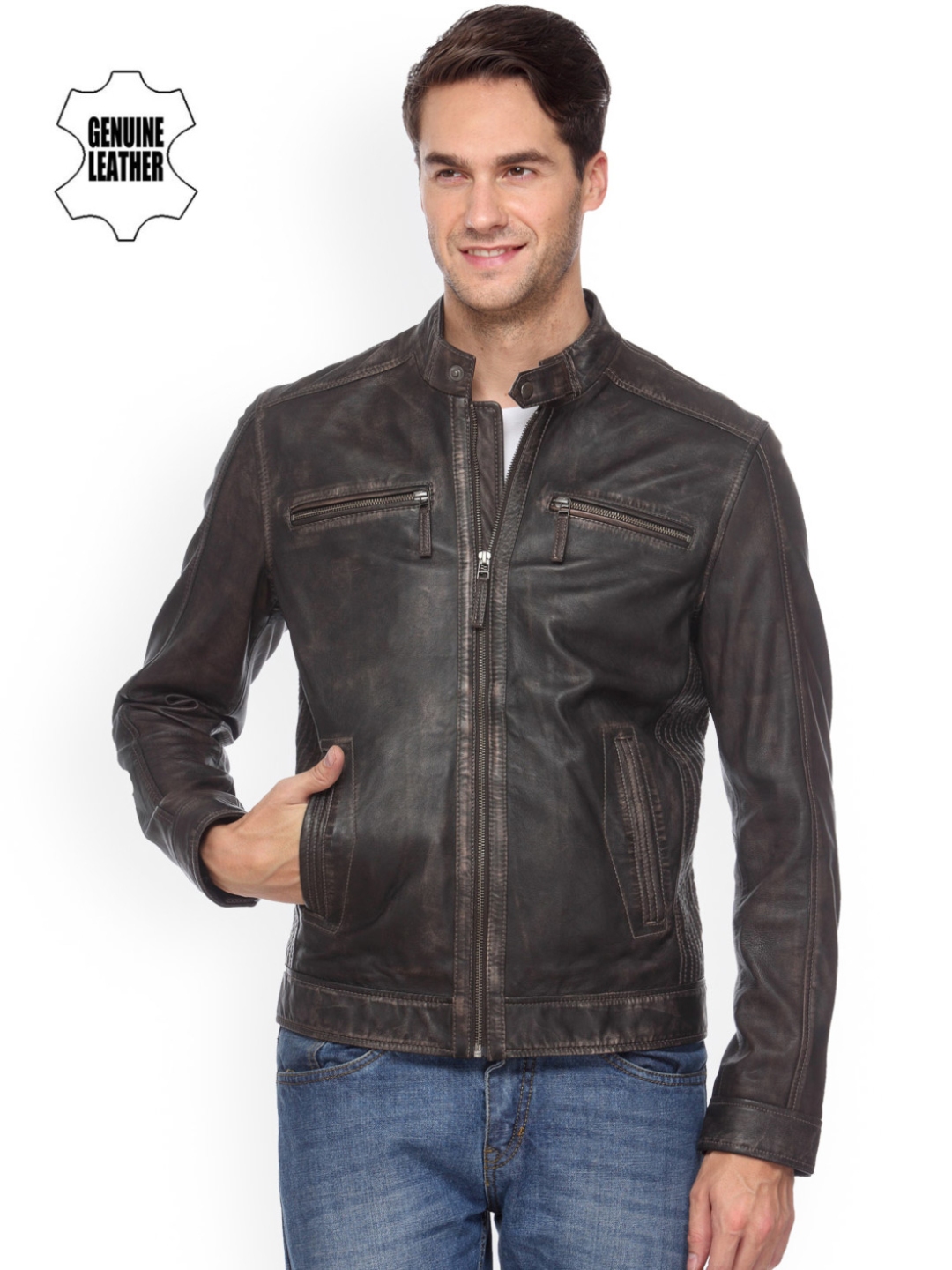 Teakwood leather 2025 jackets myntra