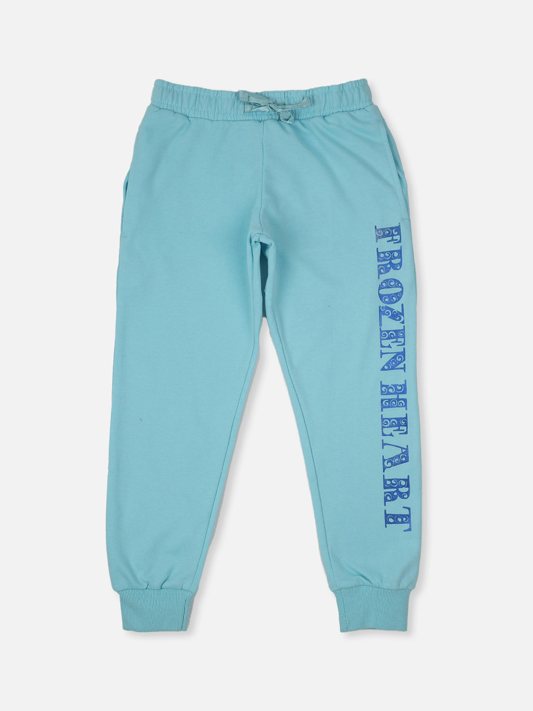 Kids Ville Frozen Featured Girls Blue Graphic Printed Pure Cotton Joggers