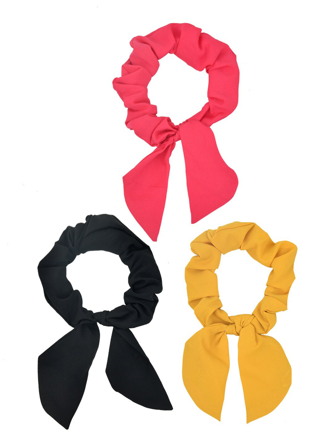FUNKRAFTS Girls Pink & Yellow Set of 3 Ponytail Holders