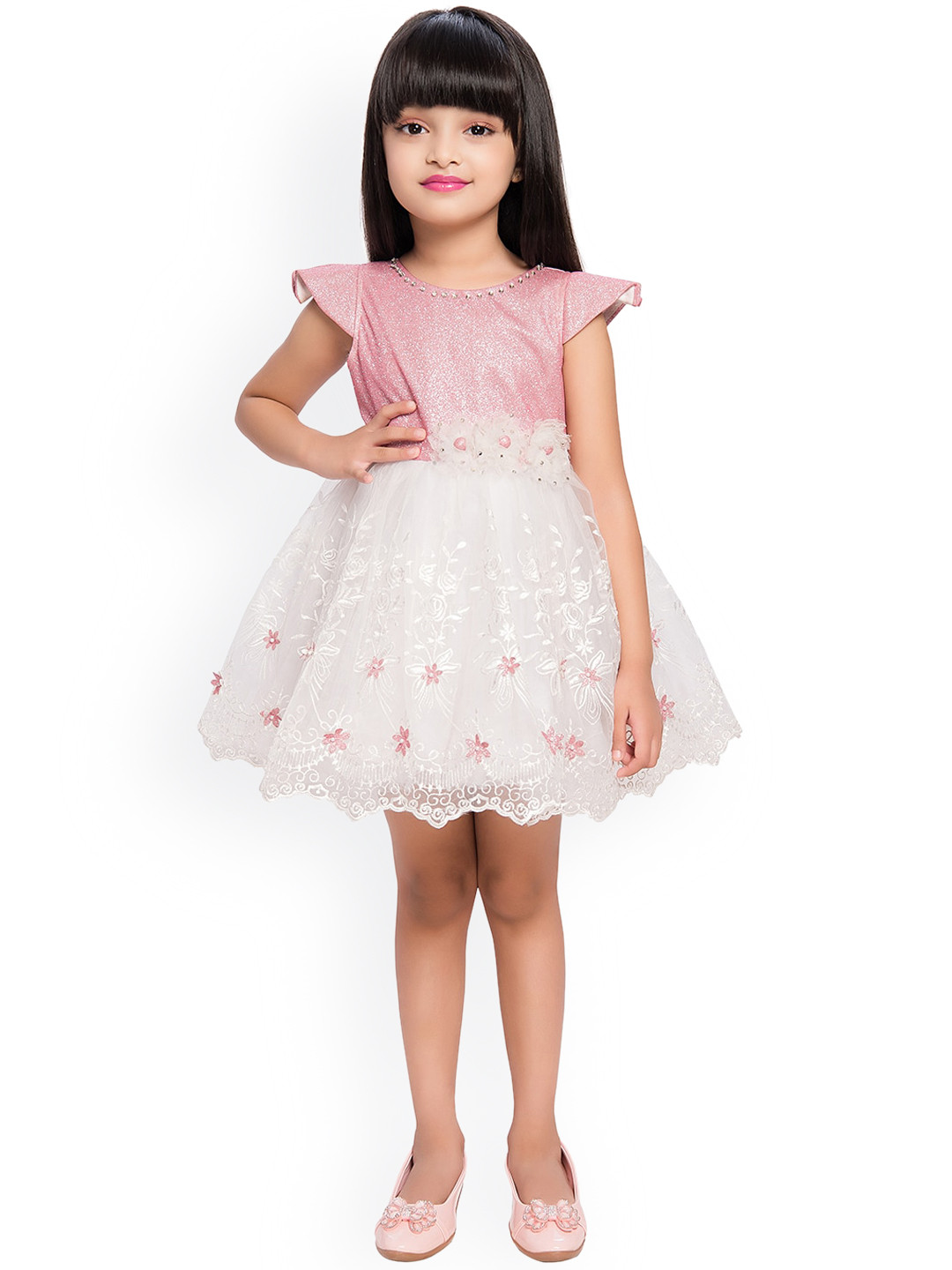 BETTY Pink & White Georgette Dress