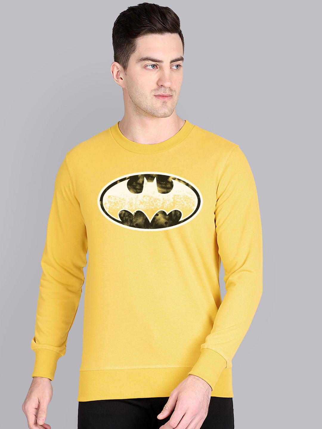 Free Authority Men Yellow Batman Printed Sweatshirt