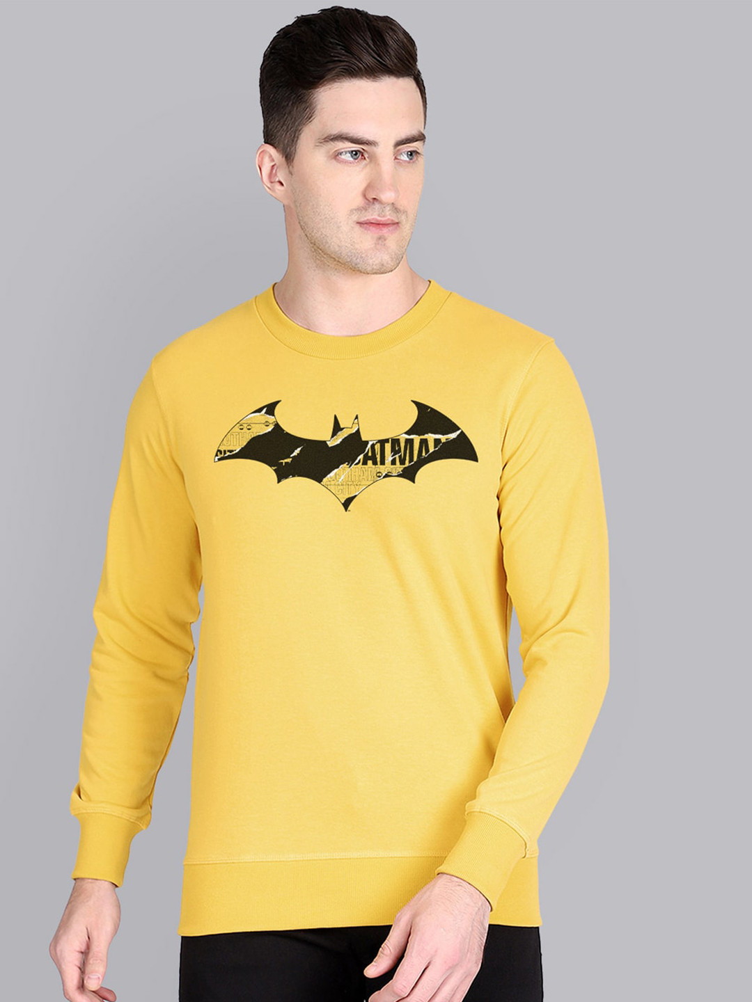 Free Authority Men Yellow Batman Printed Sweatshirt