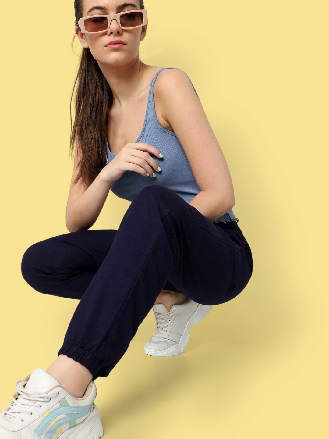 ONLY Women Navy Blue Joggers Trousers