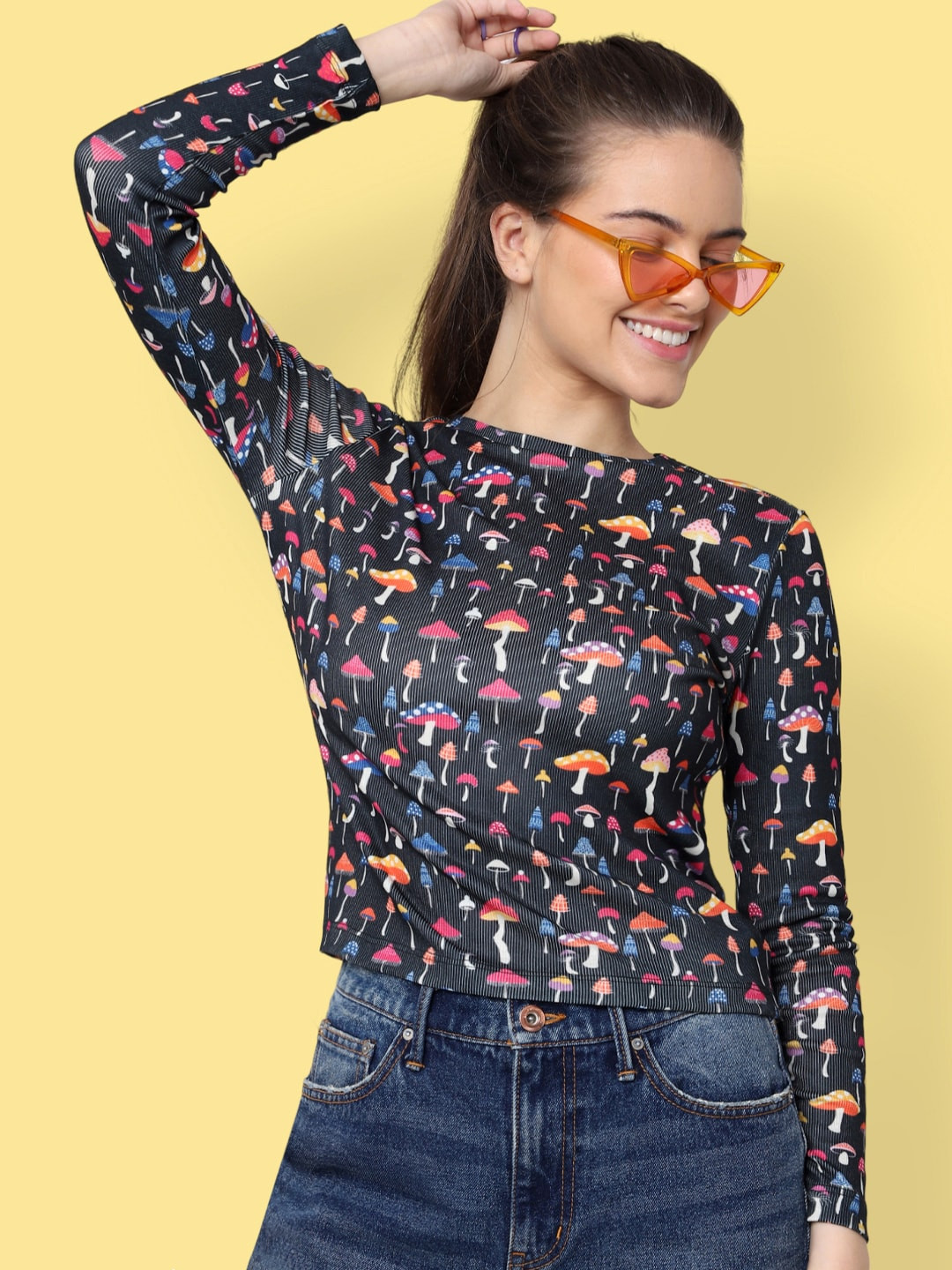 ONLY Black & Orange Regular Top