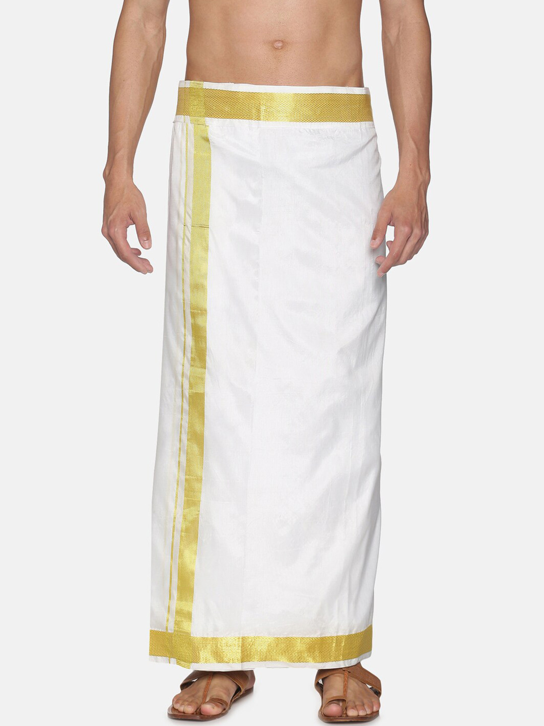 Sethukrishna Men White Solid Readymade Dhoti