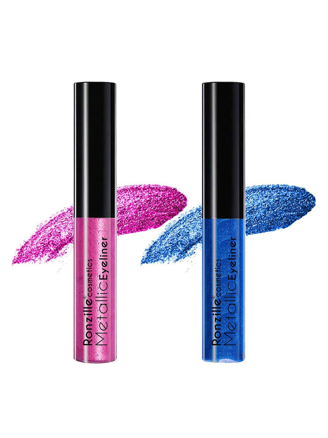 Ronzille Pack of 2 Metallic Eyeliners- Pink & Blue