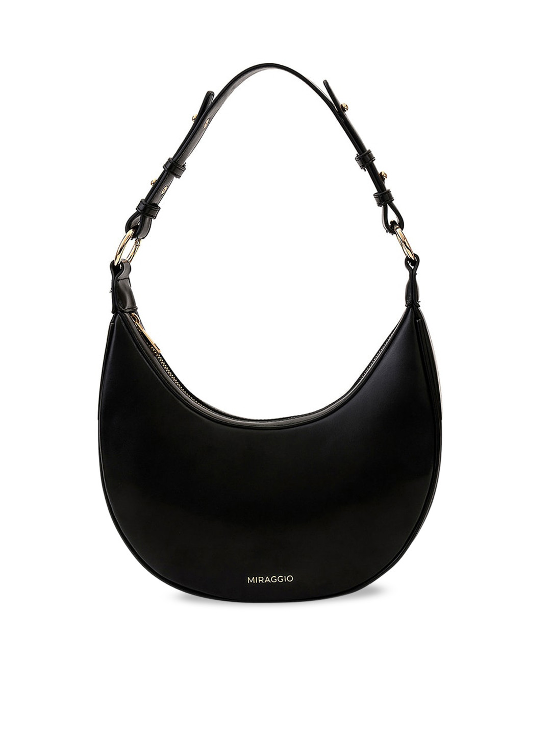MIRAGGIO Simone Black Shoulder Bag With Adjustable Strap