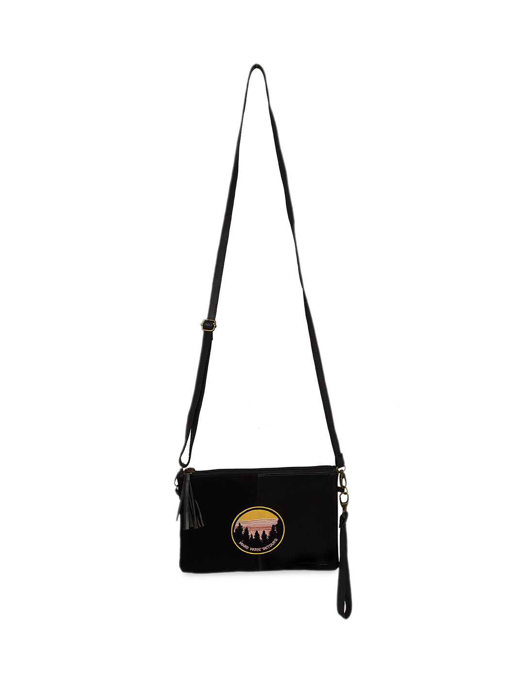 Pink Potato Black Structured Shoulder Bag