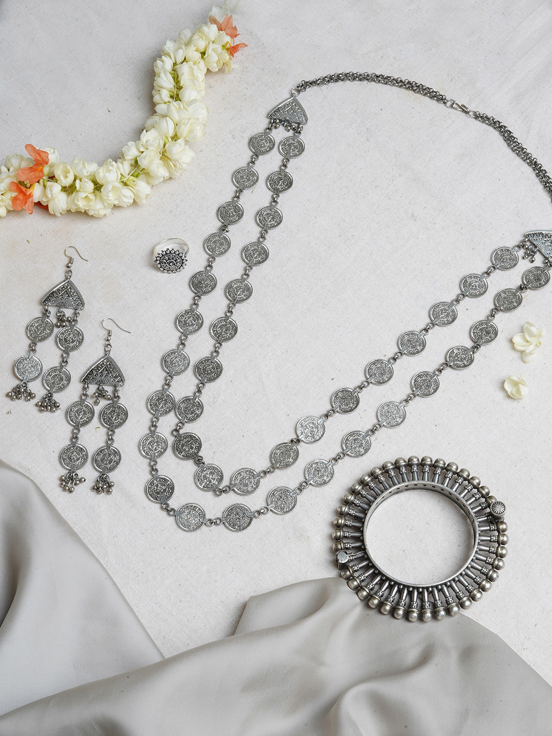 TEEJH Oxidised Silver-Plated Jewellery Gift Set