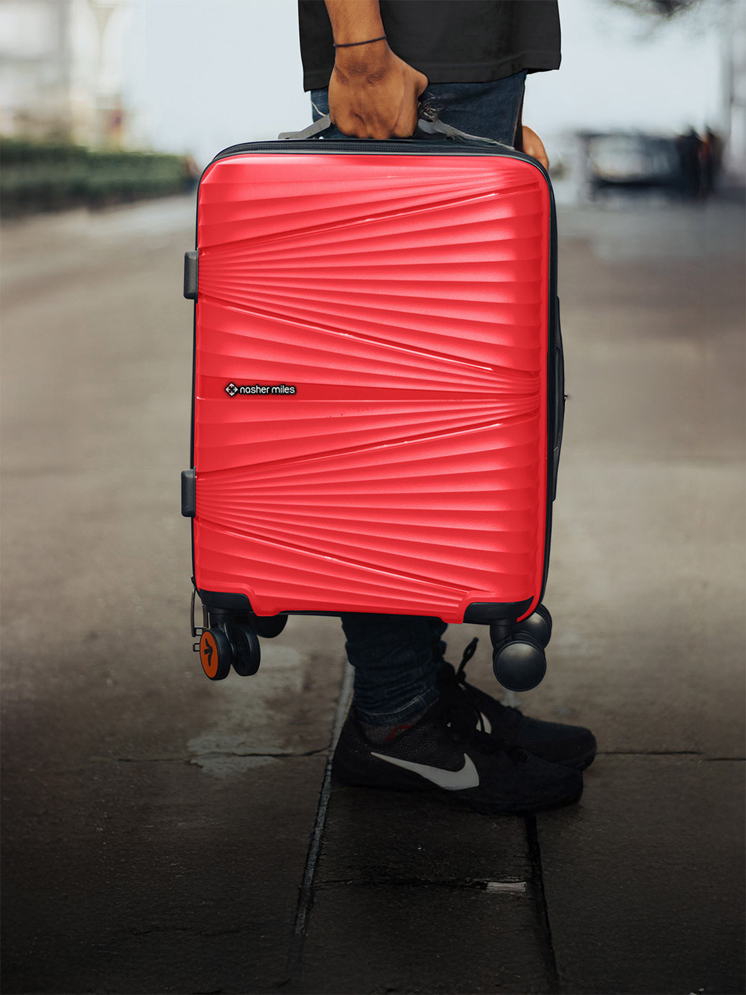 Nasher Miles Red Textured Hard-Sided Cabin Trolley Bag
