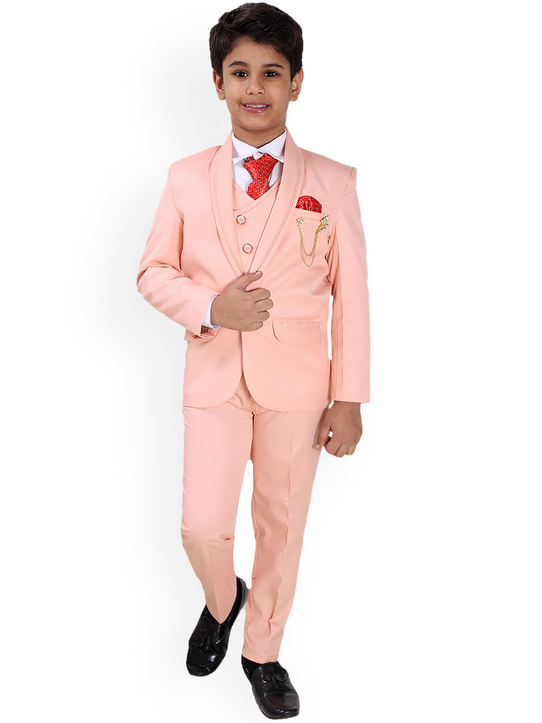 FOURFOLDS Boys Pink 5-Piece Party Suit