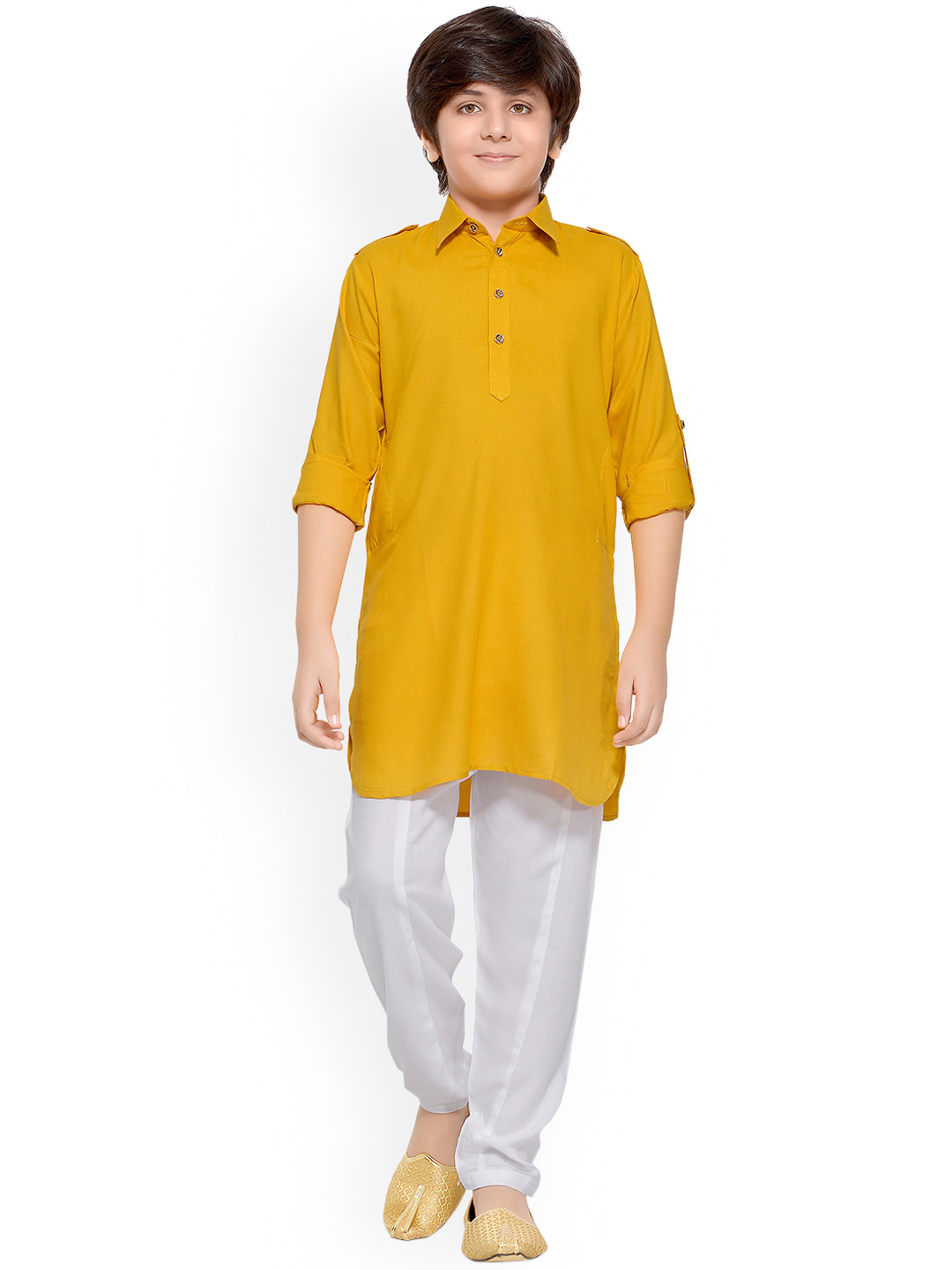 Jeetethnics Boys Yellow Pathani Kurta with Pyjamas