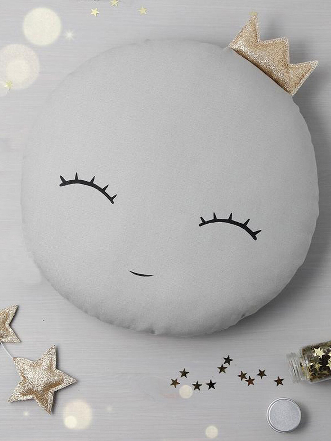 STYBUZZ Kids White & Grey Full Moon Cushions