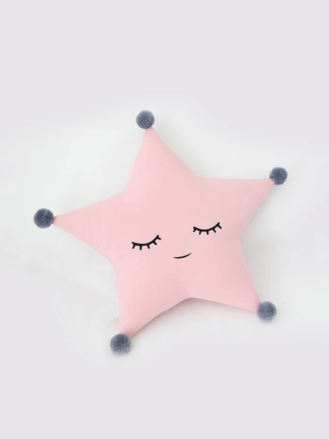 STYBUZZ Kids Pink Cute Star Pom Poms Cushion
