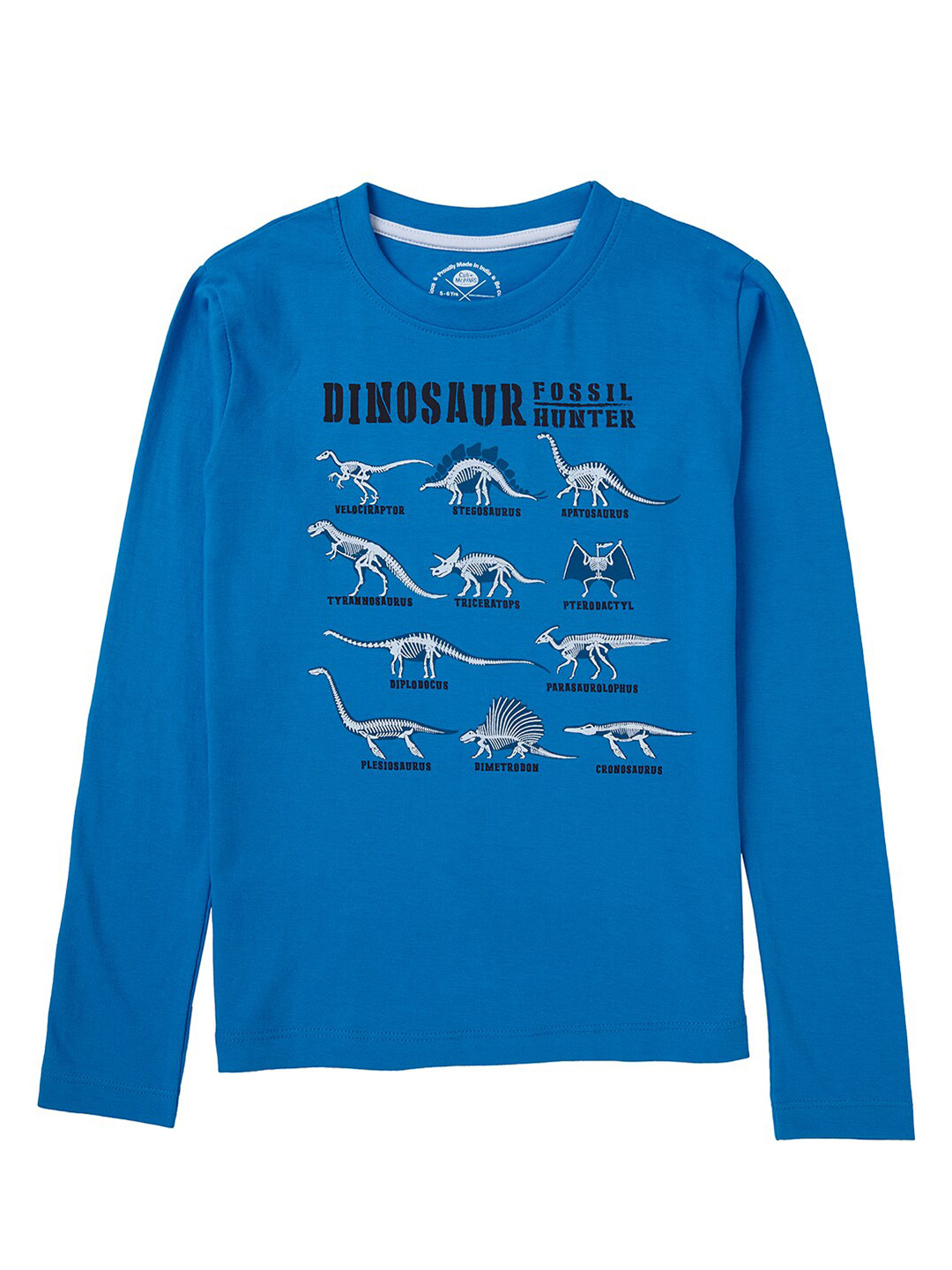 Cub McPaws Boys Blue Typography Printed Cotton T-shirt