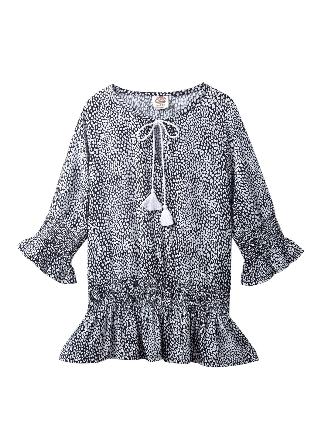 Cub McPaws Black Tie-Up Neck Blouson Top