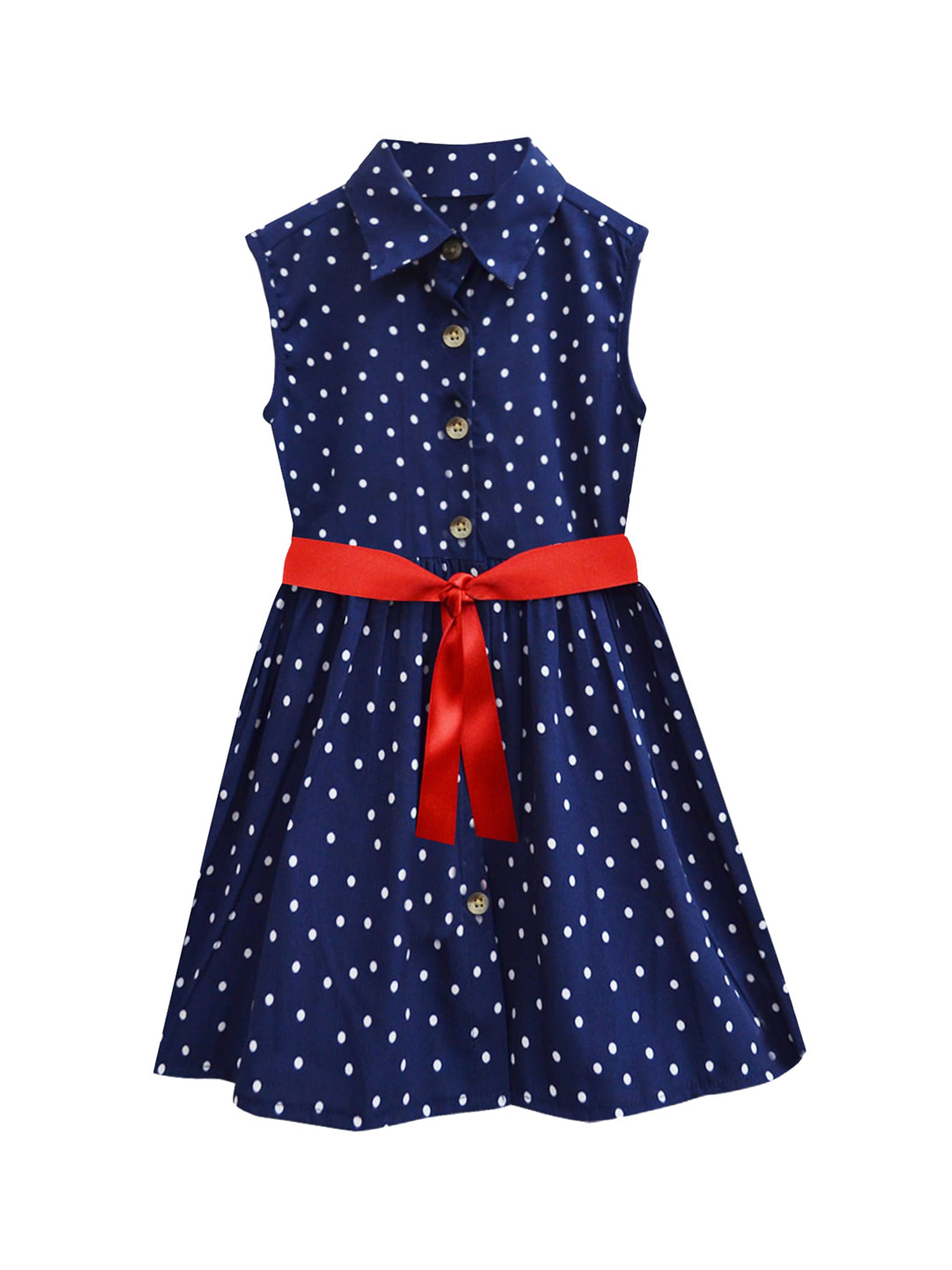 A T U N Girls Navy Blue Shirt Dress
