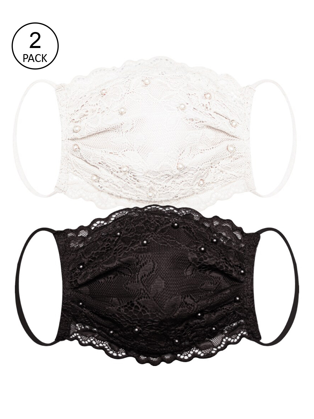 Daffodils GIRLS WEAR Pack Of 2 4-Ply Reusable Lace Cloth Masks