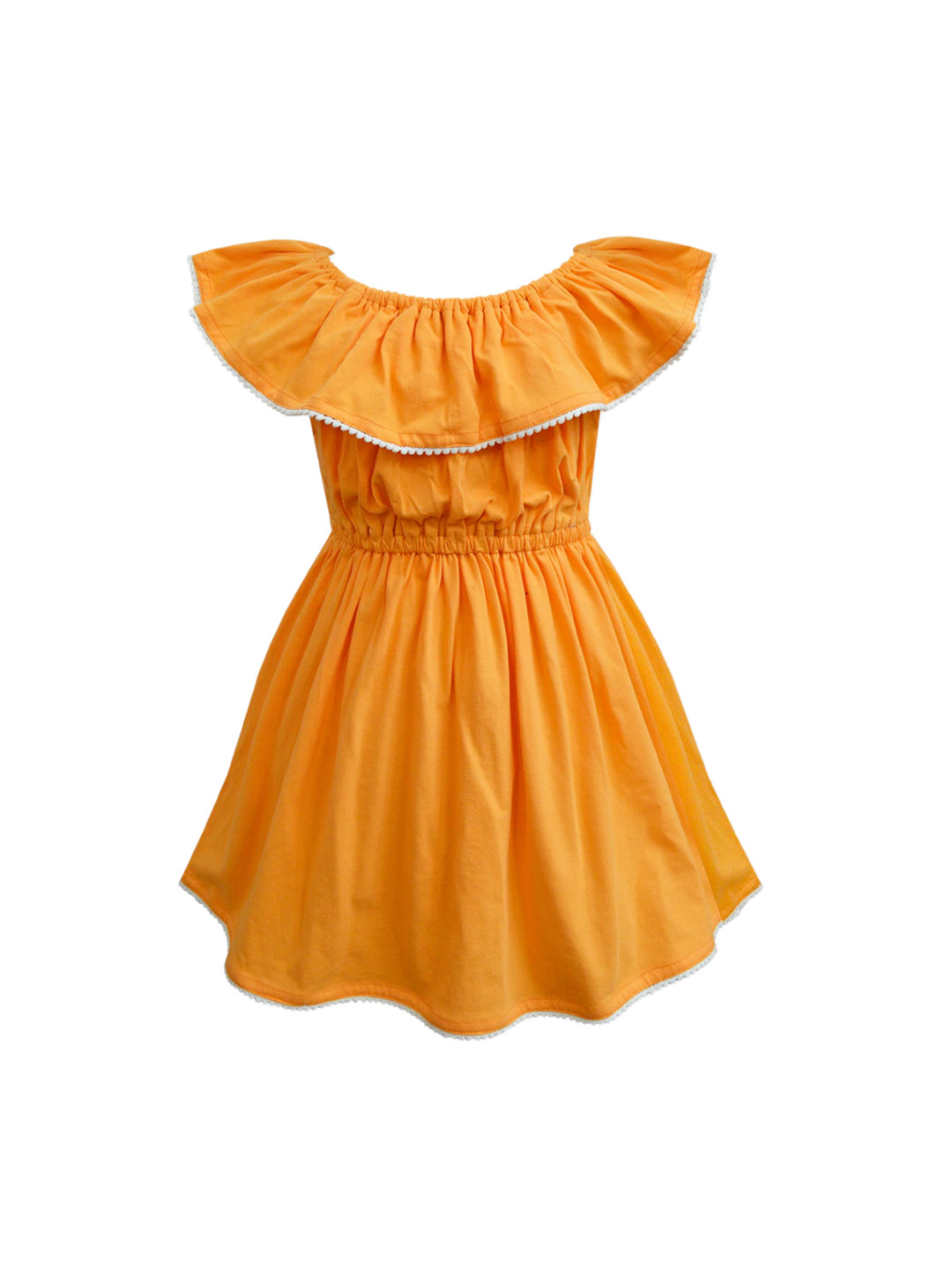 A T U N Orange Off-Shoulder Dress