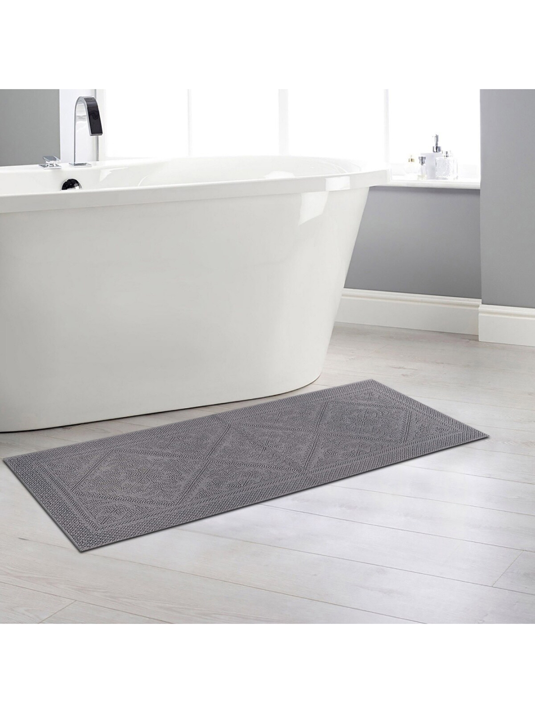 Home Centre Grey Textured Bath Mat