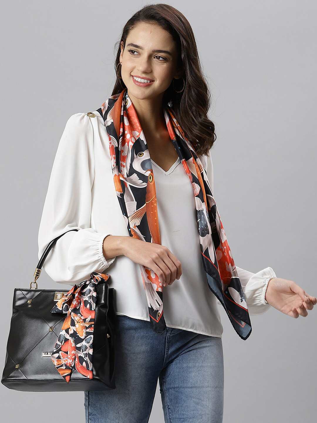 Tossido Women Red & Black Printed Designer Scarf