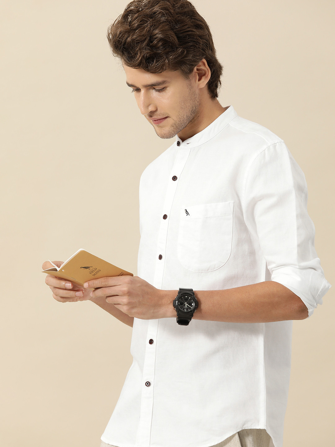 Mr Bowerbird Men White Tailored Fit Casual Shirt