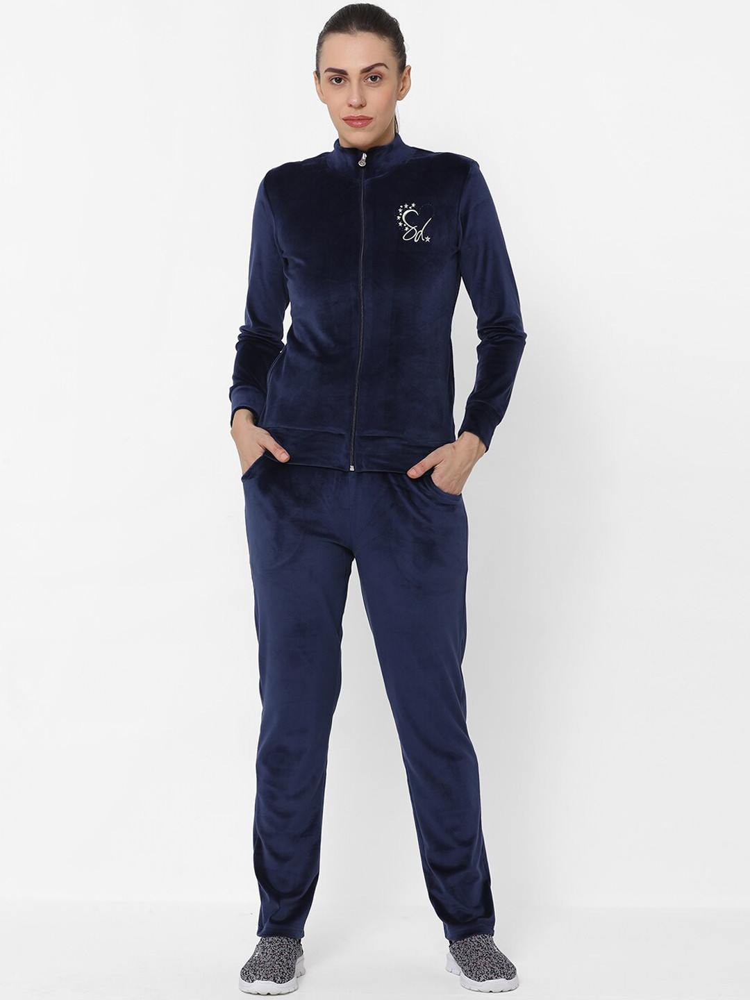 Sweet Dreams Women Navy Blue Solid Track Suit
