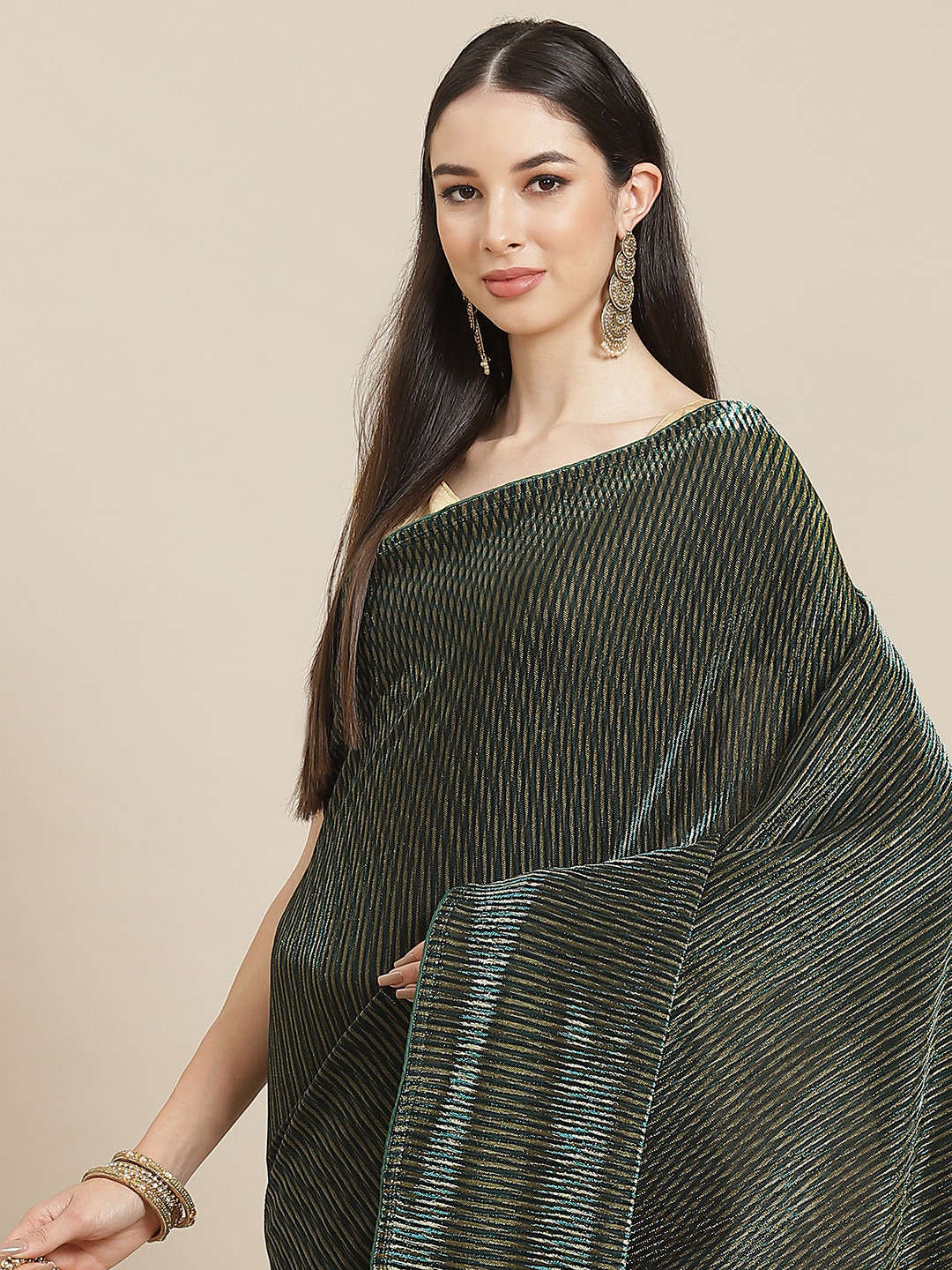 Anouk Green Floral Saree