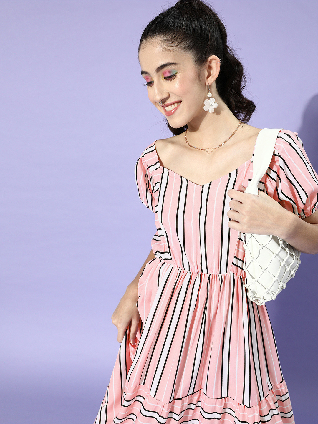 U&F Multi-striped Maxi Dress