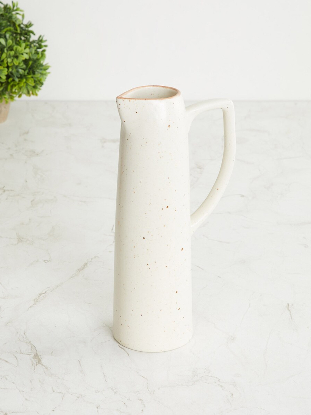 Home Centre Off White Textured Long Jug Shaped Planter